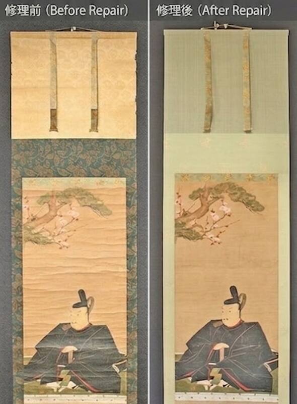 古画掛け軸の修理例.
